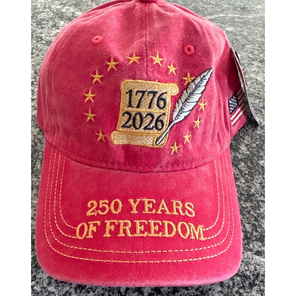 NWT Unisex 250 Years of Freedom Declaration Baseball Cap -OSFM- Red